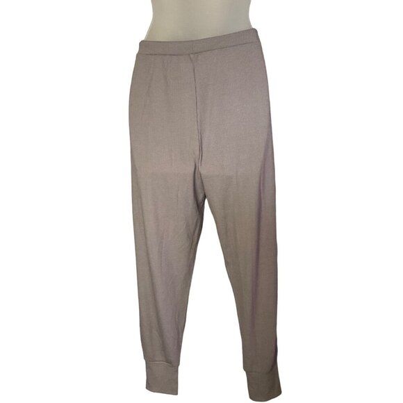 Chaser Women's Ribbed Knit Jogger Pants with Drawstring Waist Size S Beige - Picture 6 of 7